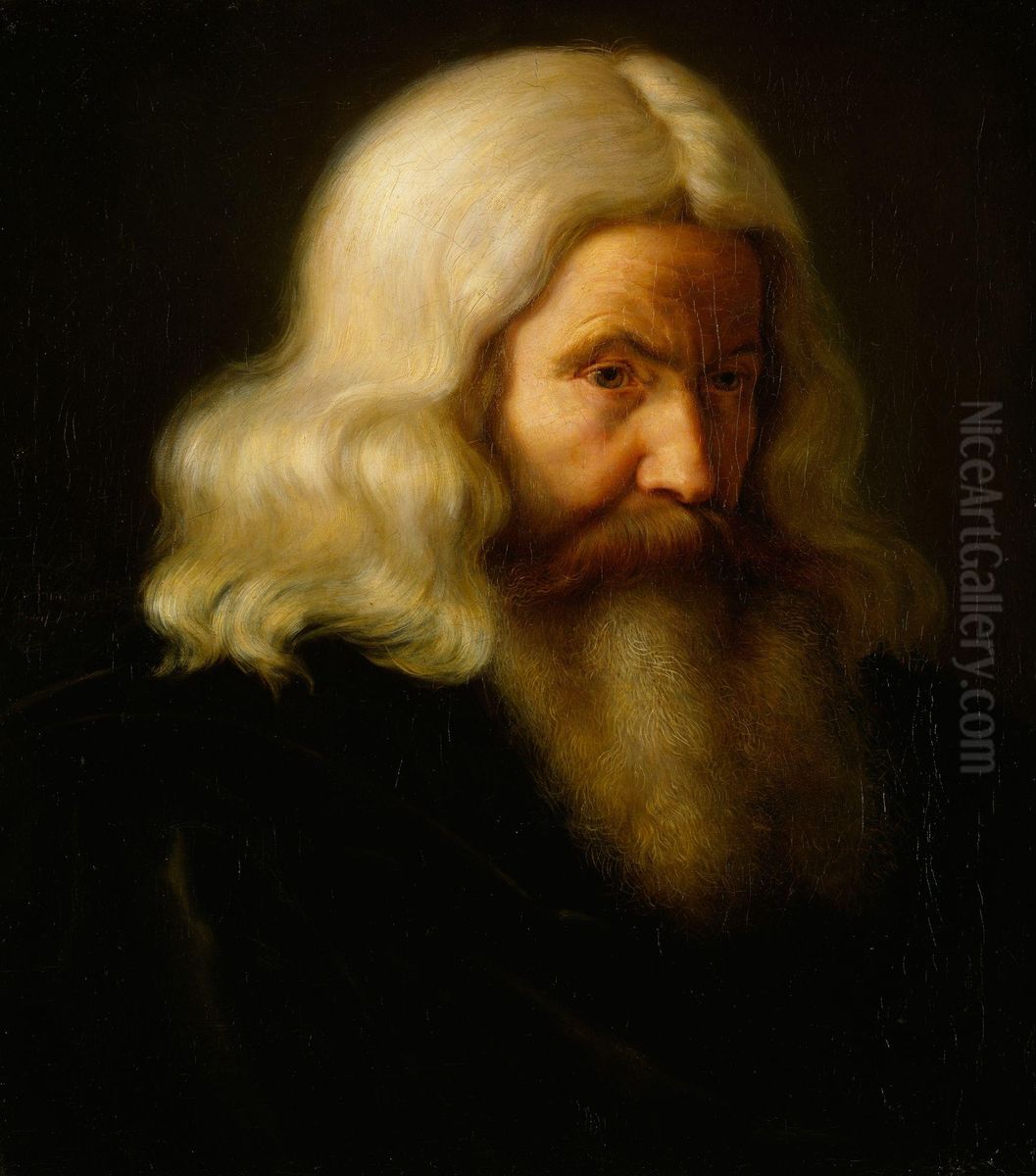 Studiehode, gammel mann Oil Painting by Adolph Tidemand