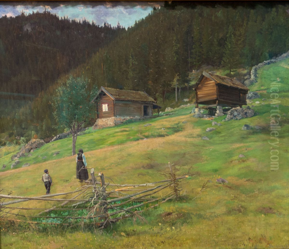 The Poet Vinje's Home Plassen in Telemark Oil Painting by Christian Skredsvig