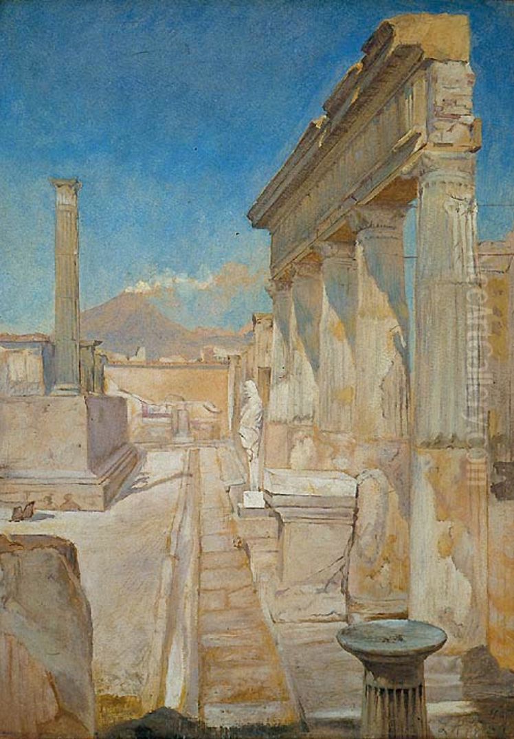 The Temple of Apollo, Pompeii Oil Painting by Laurits Andersen Ring