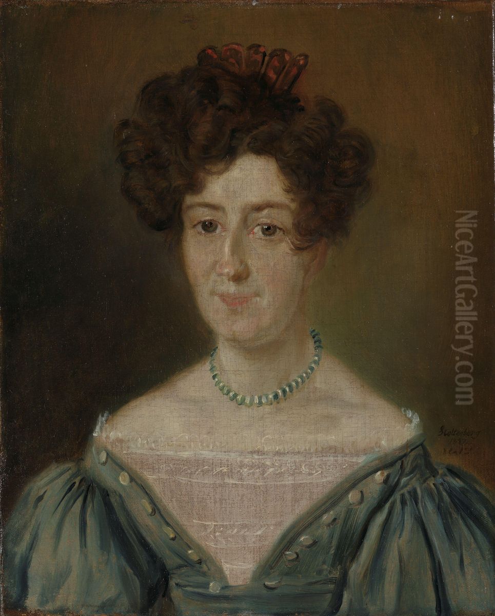Portrait of Benedicte Dorthea Thaulow, b. Moinichen Oil Painting by Mathias Stoltenberg