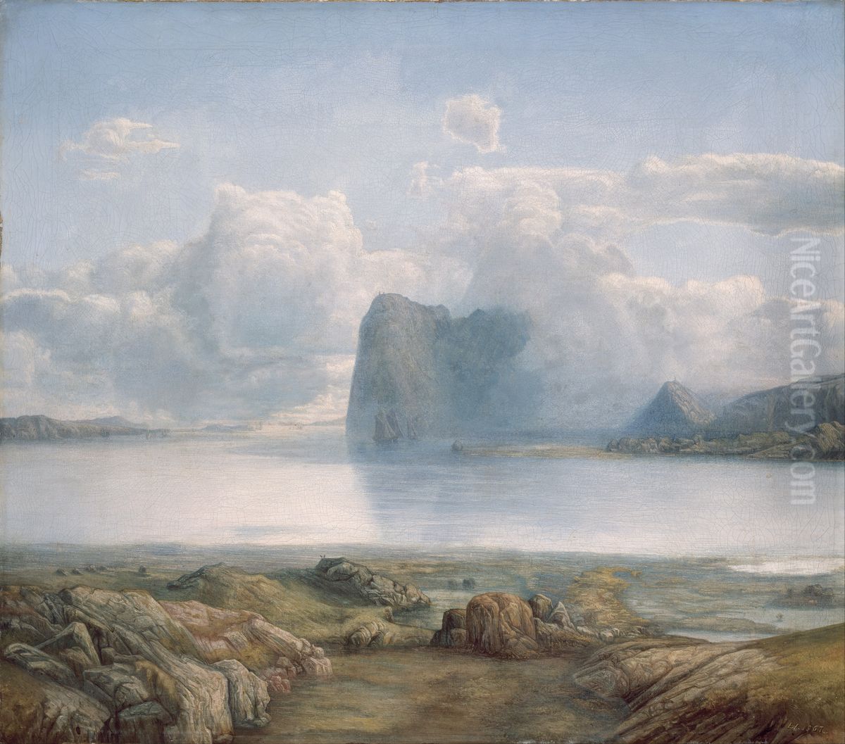 Island Borgoya Oil Painting by Lars Hertervig