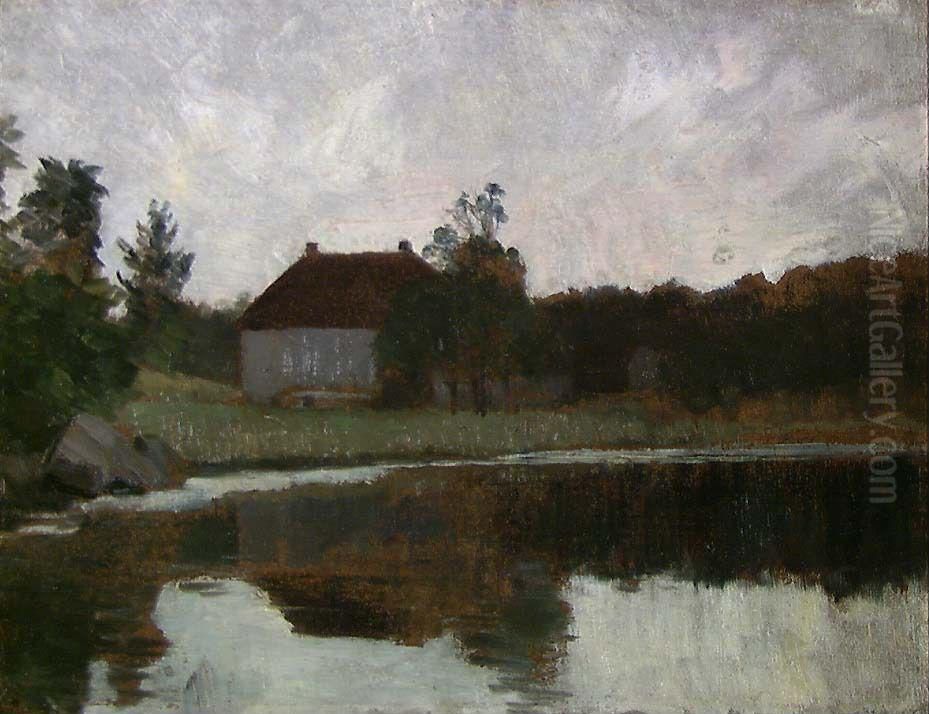 After Sunset. Study Oil Painting by Kitty Lange Kielland