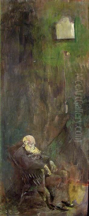 Fem pa tolv Oil Painting by Christian Krohg