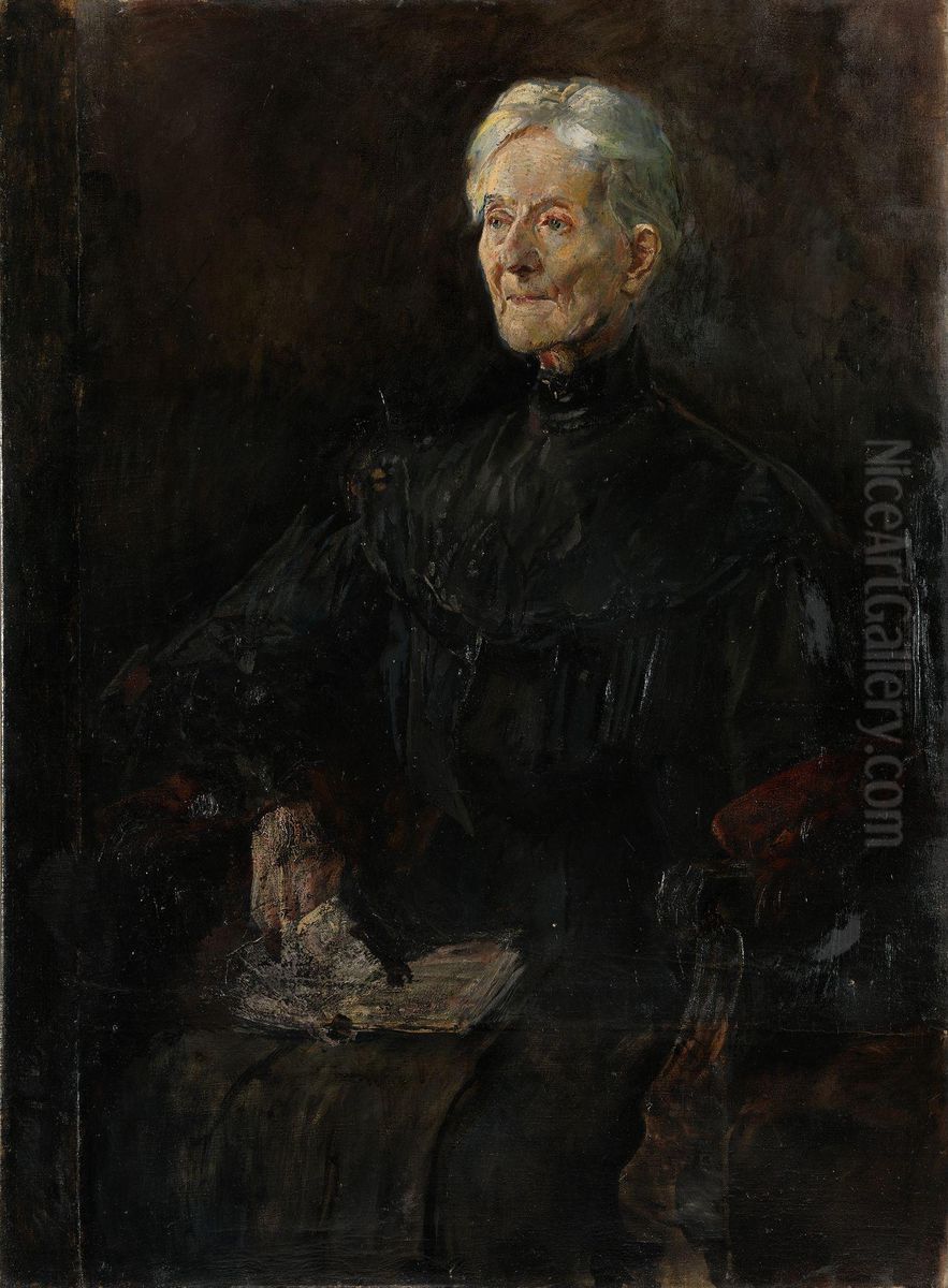 Fru Betsy Gude, f. Anker Oil Painting by Christian Krohg