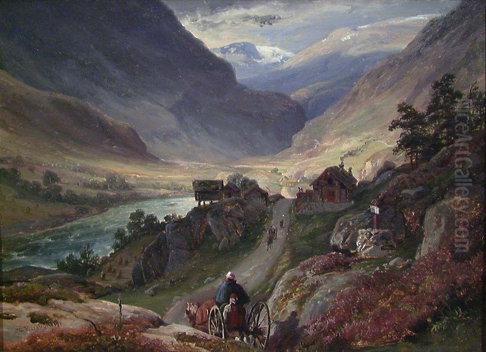 Gallene i Laerdal Oil Painting by Thomas Fearnley
