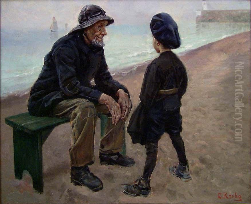 Good Friends Oil Painting by Christian Krohg