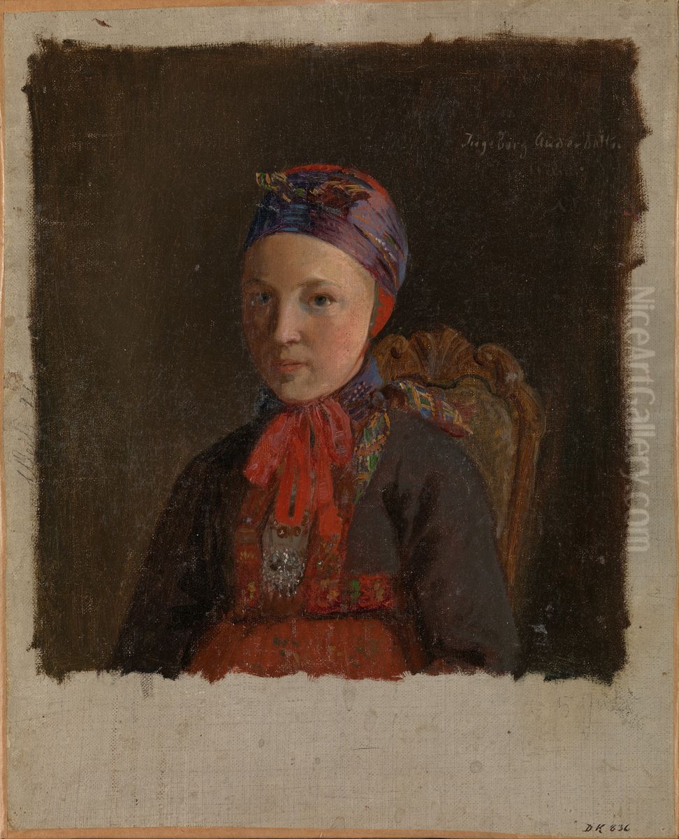 Portrait of Ingeborg Anderdatter Gulsvig Oil Painting by Adolph Tidemand