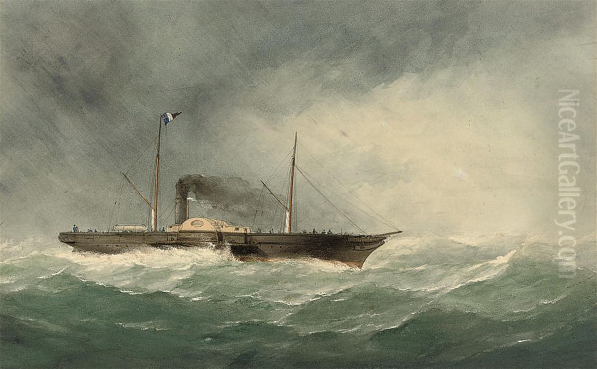 A Cross-channel Paddle Steamer Outward-bound For France Oil Painting by Taylor Charles