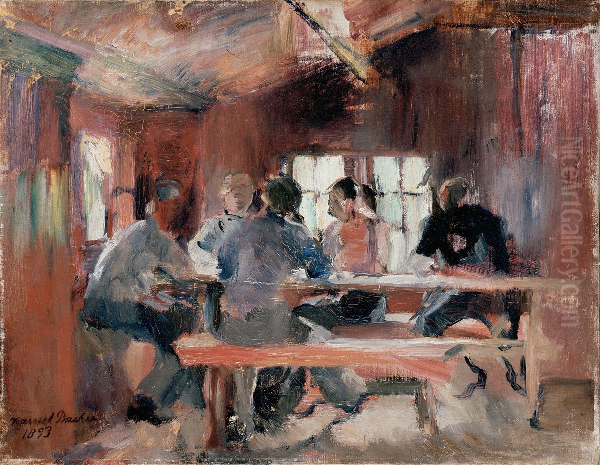 Study for Card Players Oil Painting by Harriet Backer