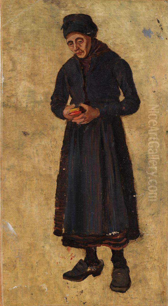Woman with Hymnbook Oil Painting by Frederik Collett