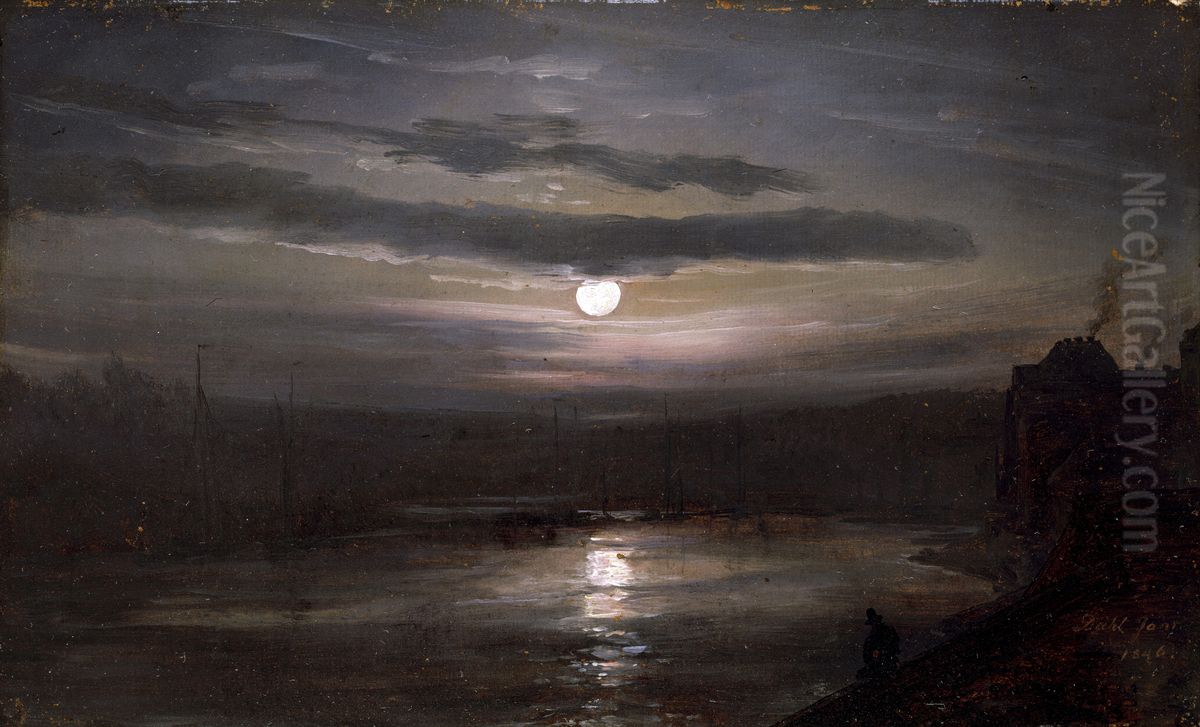 The Elbe in Moonlight Oil Painting by Johan Wilhelm Ludwig Dahl