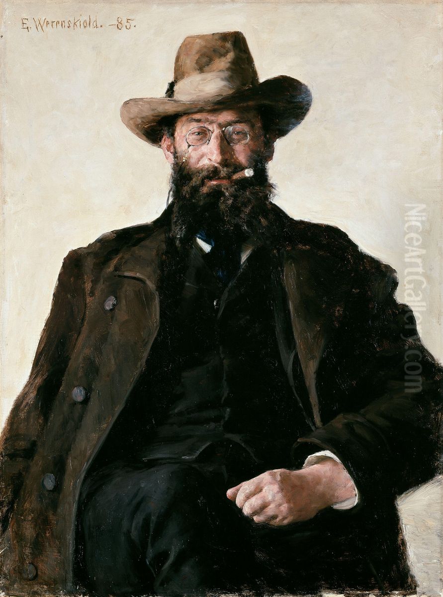 Professor Amund Helland Oil Painting by Erik Werenskiold