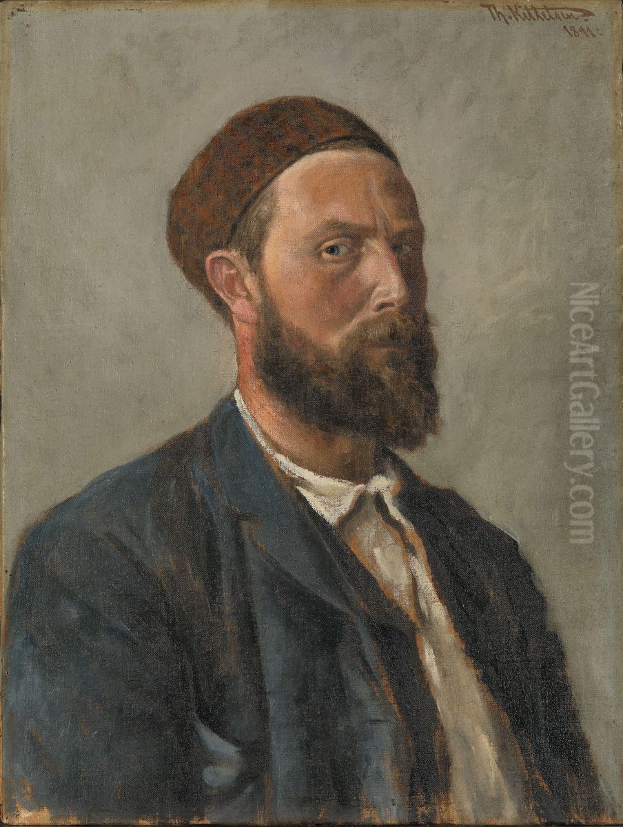 Selvportrett Oil Painting by Theodor Kittelsen