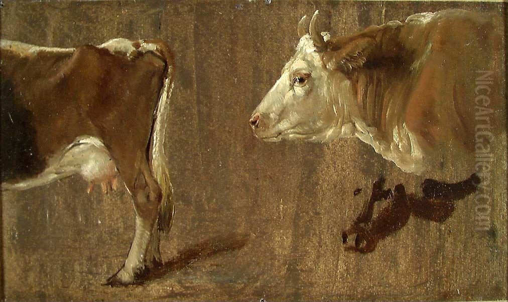 Study of Cows Oil Painting by Johan Wilhelm Ludwig Dahl