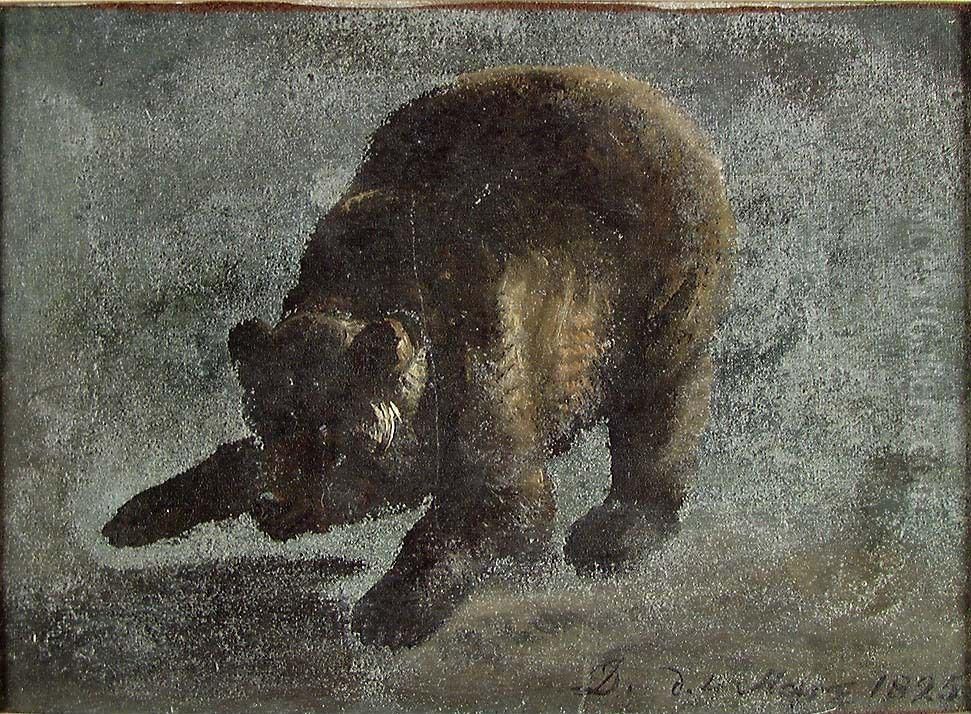 Study of a Bear Oil Painting by Johan Wilhelm Ludwig Dahl