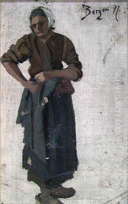 Study of old Woman Oil Painting by Frederik Collett