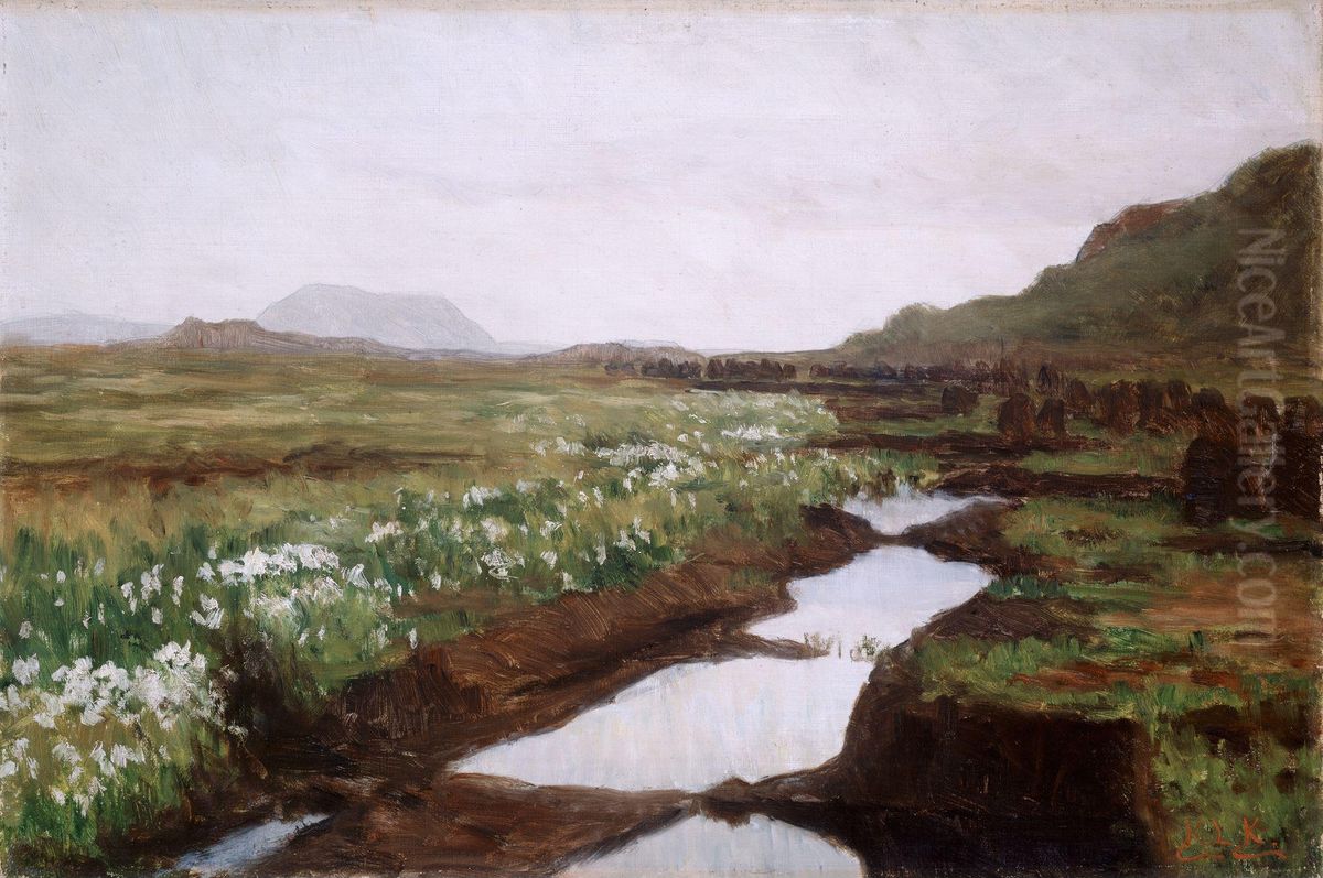 Study of a Peat Bog on Jaeren Oil Painting by Kitty Lange Kielland