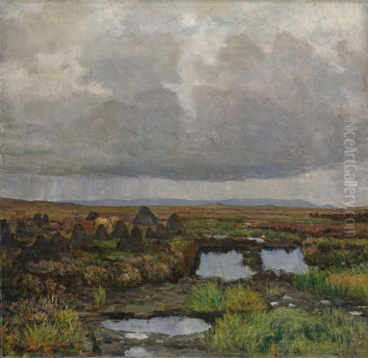 Peat Bog on Jaeren Oil Painting by Kitty Lange Kielland