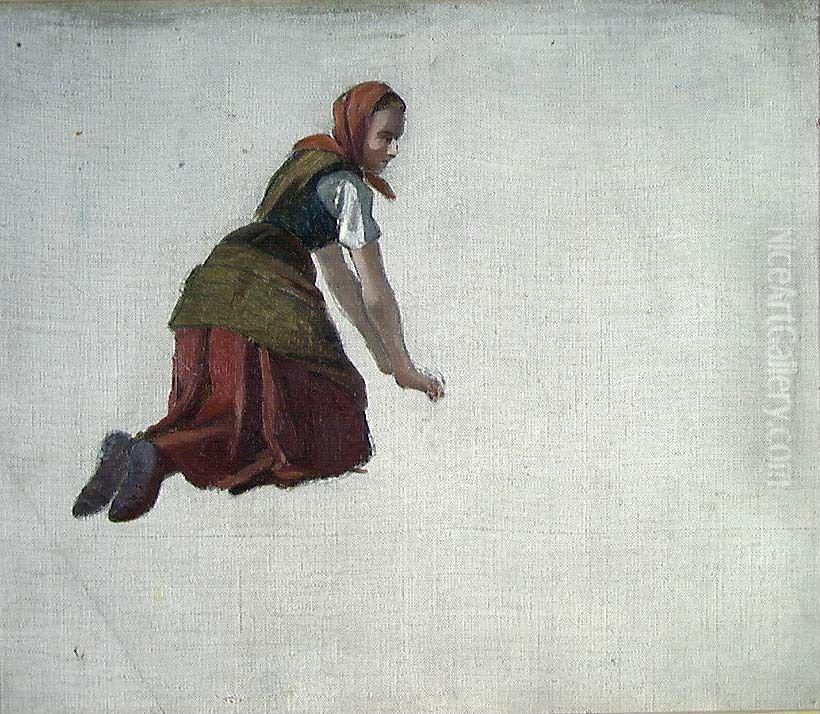 Charwoman Oil Painting by Frederik Collett