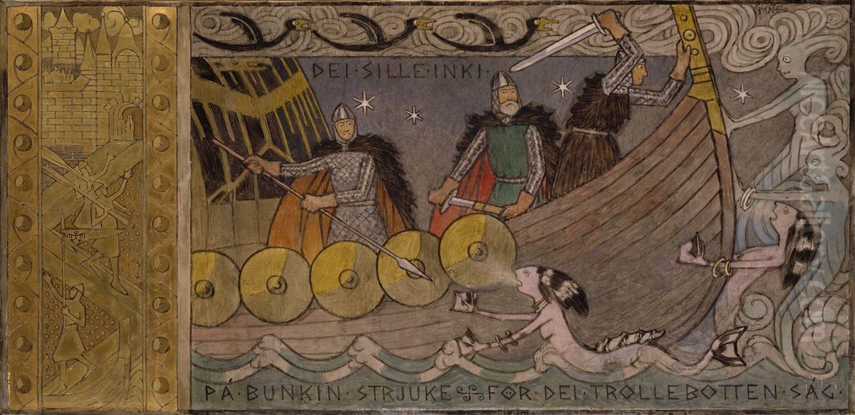 Asmund and his Brothers on the Sea Oil Painting by Gerhard Munthe