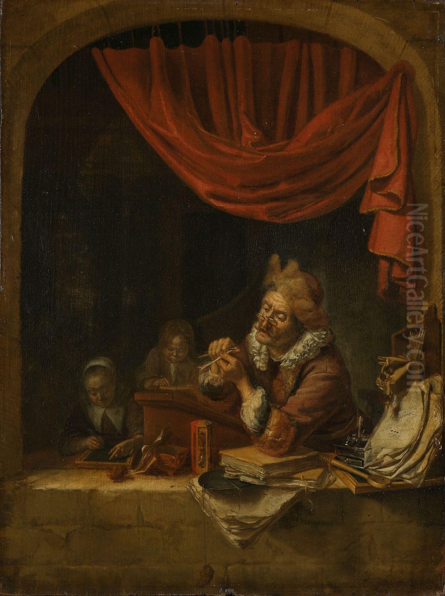 The Schoolmaster Oil Painting by Domenicus Van Tol