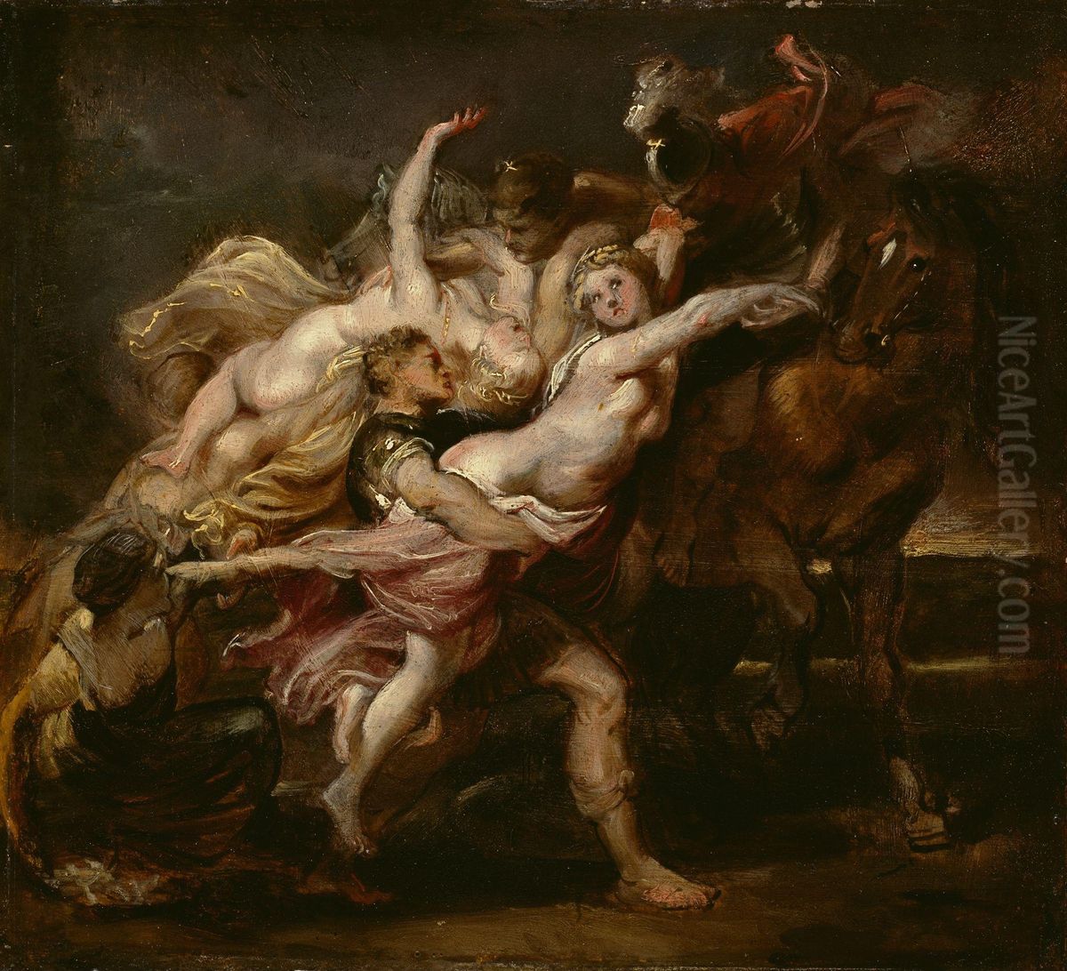 Castor og Pollux rover Levkippos' dotre Oil Painting by (studio of) Rubens, Peter Paul