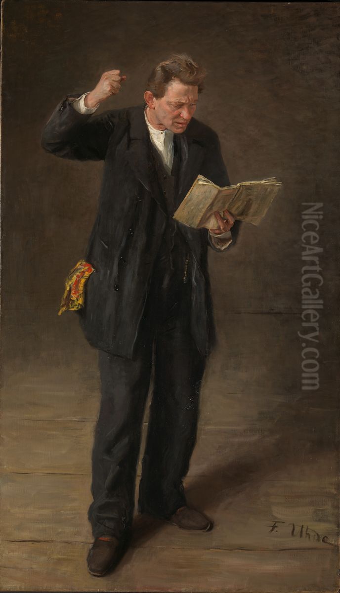 An actor Oil Painting by Fritz von Uhde