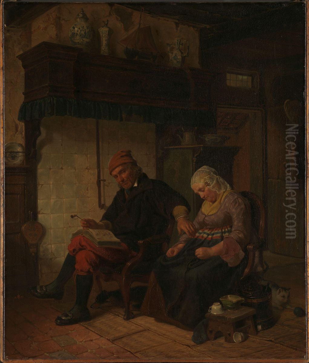 Domestic Worship in a Sailor's Home Oil Painting by Rudolf Jordan