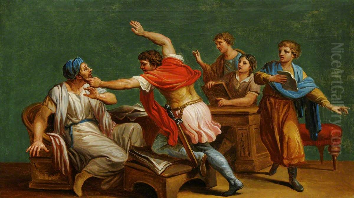 A Fight Oil Painting by Antonio Zucchi
