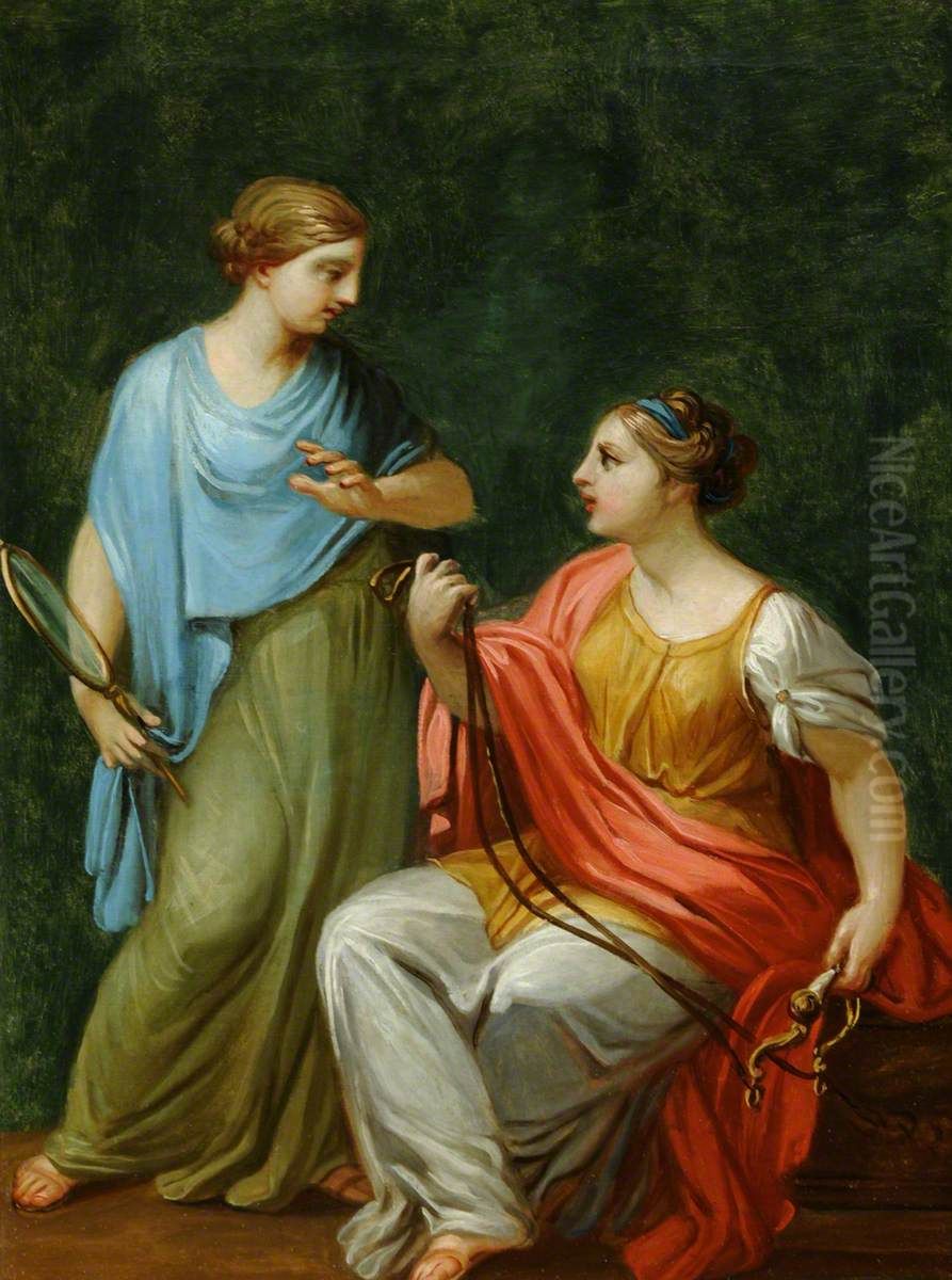Wisdom (Prudence) and Temperance Oil Painting by Antonio Zucchi