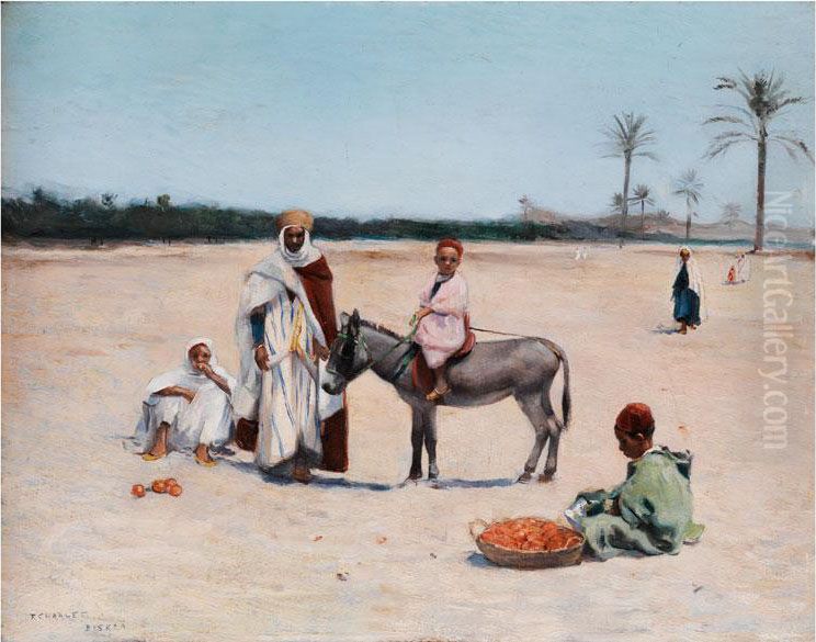 Orientalische Szene Bei Biskra Oil Painting by Frantz Charlet