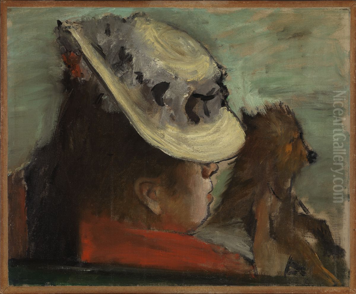 Dame med hund Oil Painting by Edgar Degas