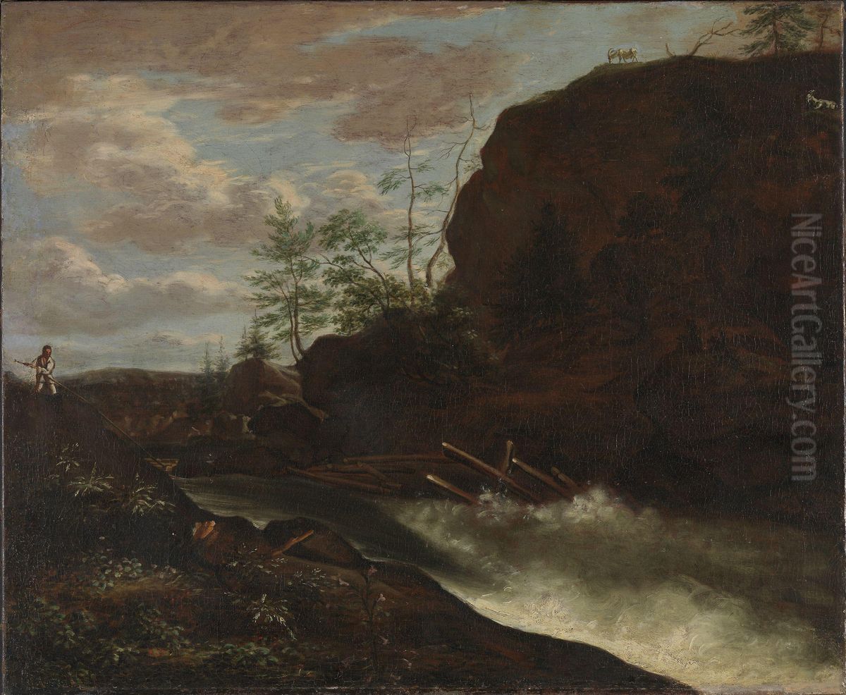 Krapfoss ved Moss Oil Painting by Jacob Coning