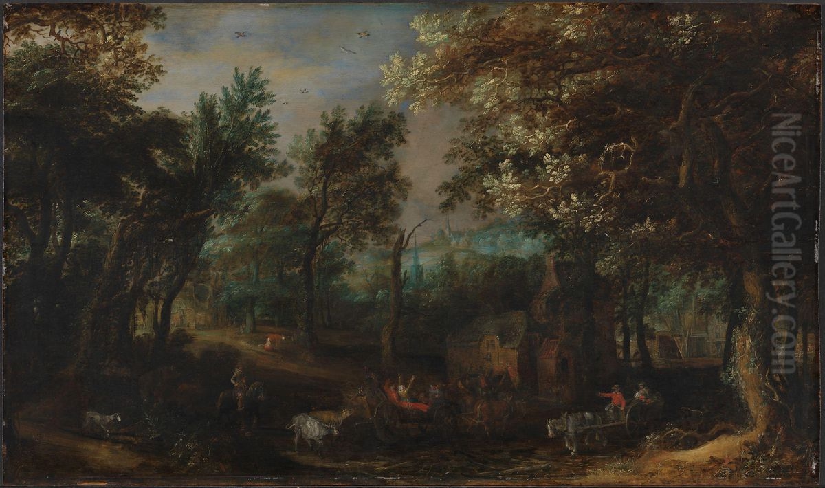 Skoglandskap med figurer Oil Painting by David Vinckboons I