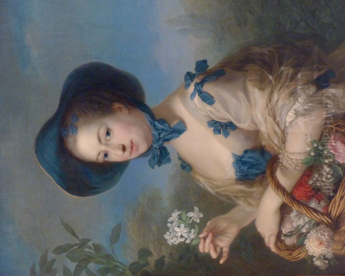 << La Marquise de Pompadour en jardiniere >> (1722-1764) Oil Painting by Charles-Andre van Loo
