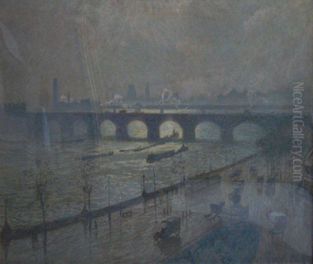 Waterloo Bridge, sun and rain Oil Painting by Emile Claus