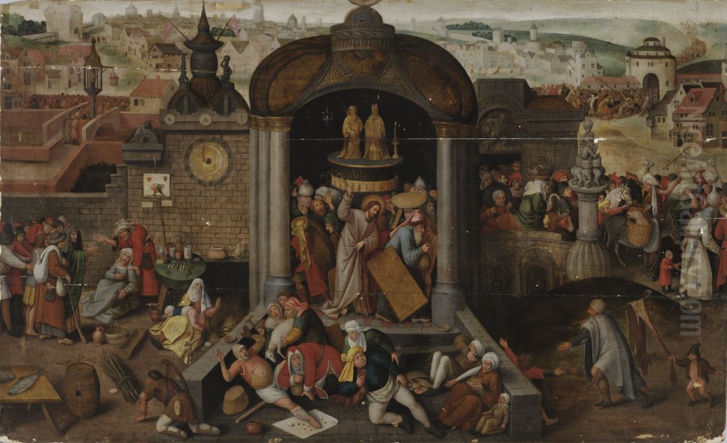 Christ driving the money-changers from the Temple Oil Painting by Hieronymous Bosch