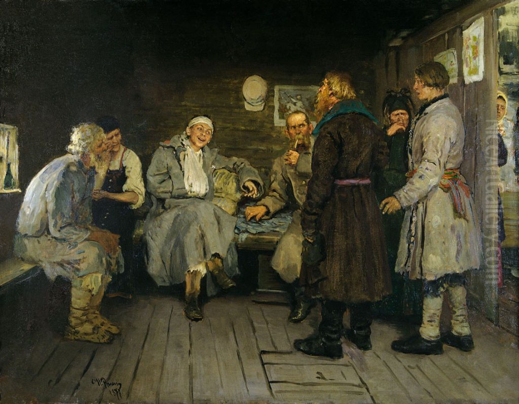 A historia de um soldado Oil Painting by Repin Iliya