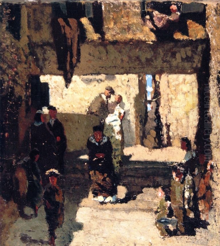 The Jewish quarter in Venice Oil Painting by Telemaco Signorini