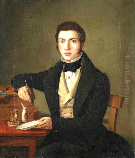 Portrait of a Porcelain painter Oil Painting by Ferdinand Tellgmann