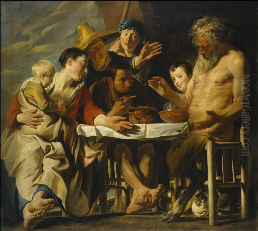 Fable of the satyr and the peasant Oil Painting by Jacob Jordaens