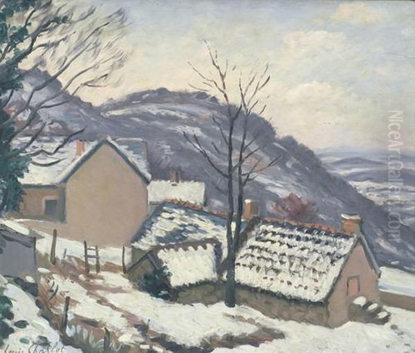 Village De Morvan Sous La Neige Oil Painting by Louis Charlot