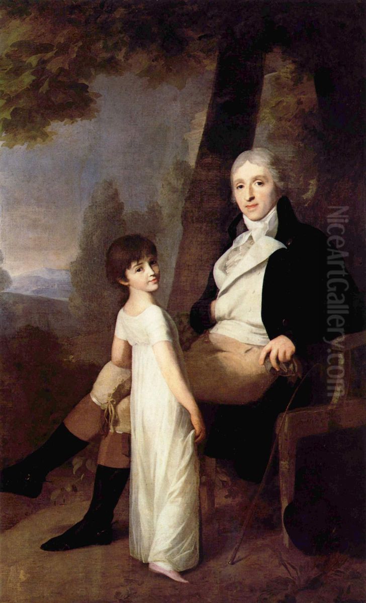 Der Leipziger Kaufherr Jaques Ferdinand Dufour-Feronce mit seiner Tochter Constance Aimee Oil Painting by Johann Friedrich August Tischbein