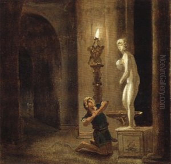 Pygmalion vor der Statue der Venus, Skizze Oil Painting by Johann Heinrich Wilhelm Tischbein I