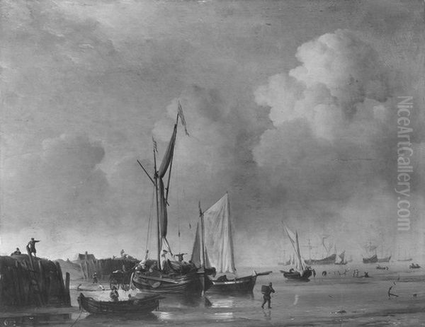Coastal Scene Oil Painting by Willem van de Velde the Younger