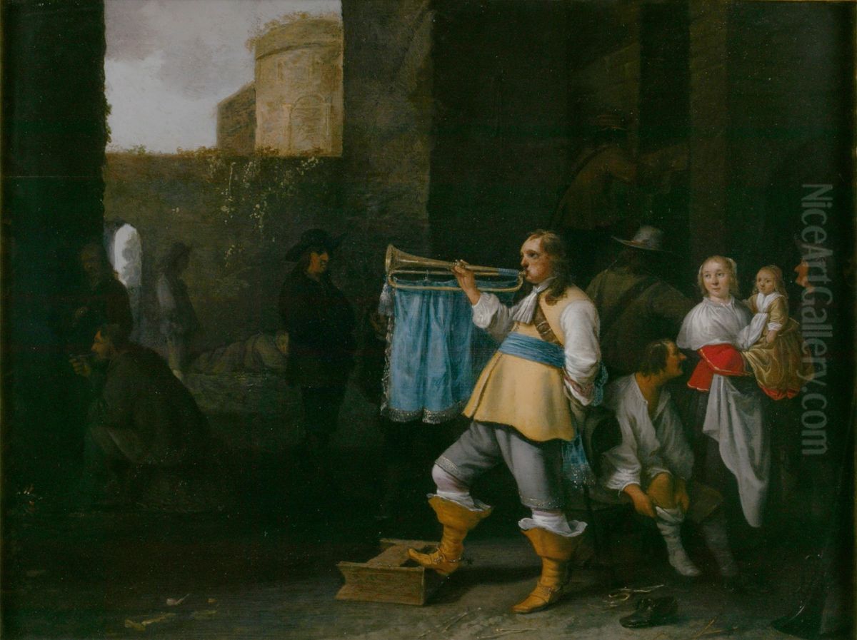The Trumpeter Oil Painting by Anthonie Palamedesz.
