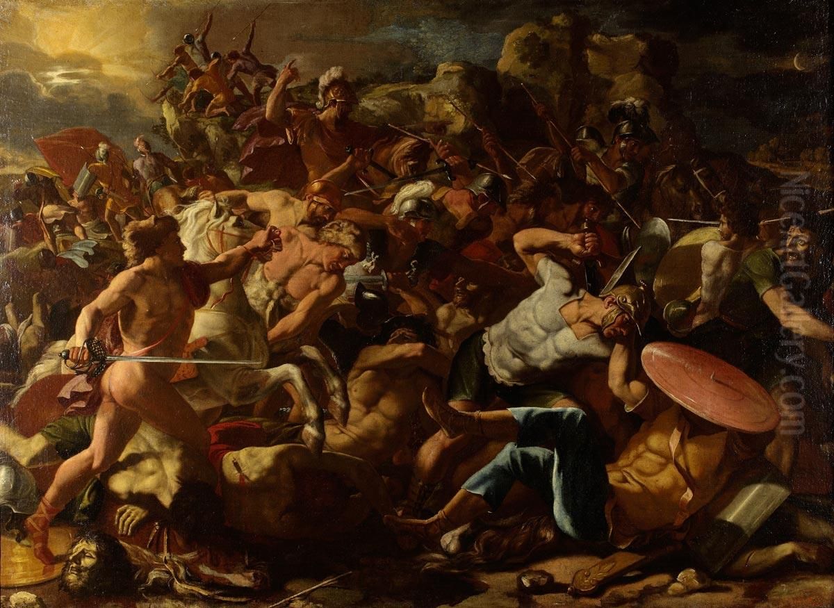 The Victory of Joshua over the Amorites Oil Painting by Nicolas Poussin