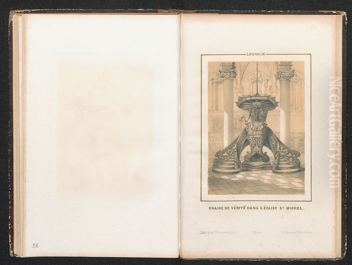 Preekstoel van de Sint-Michielskerk te Leuven Oil Painting by Henri Borremans