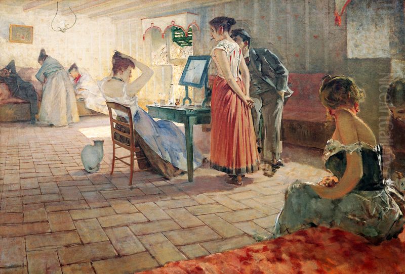 The morning grooming Oil Painting by Telemaco Signorini