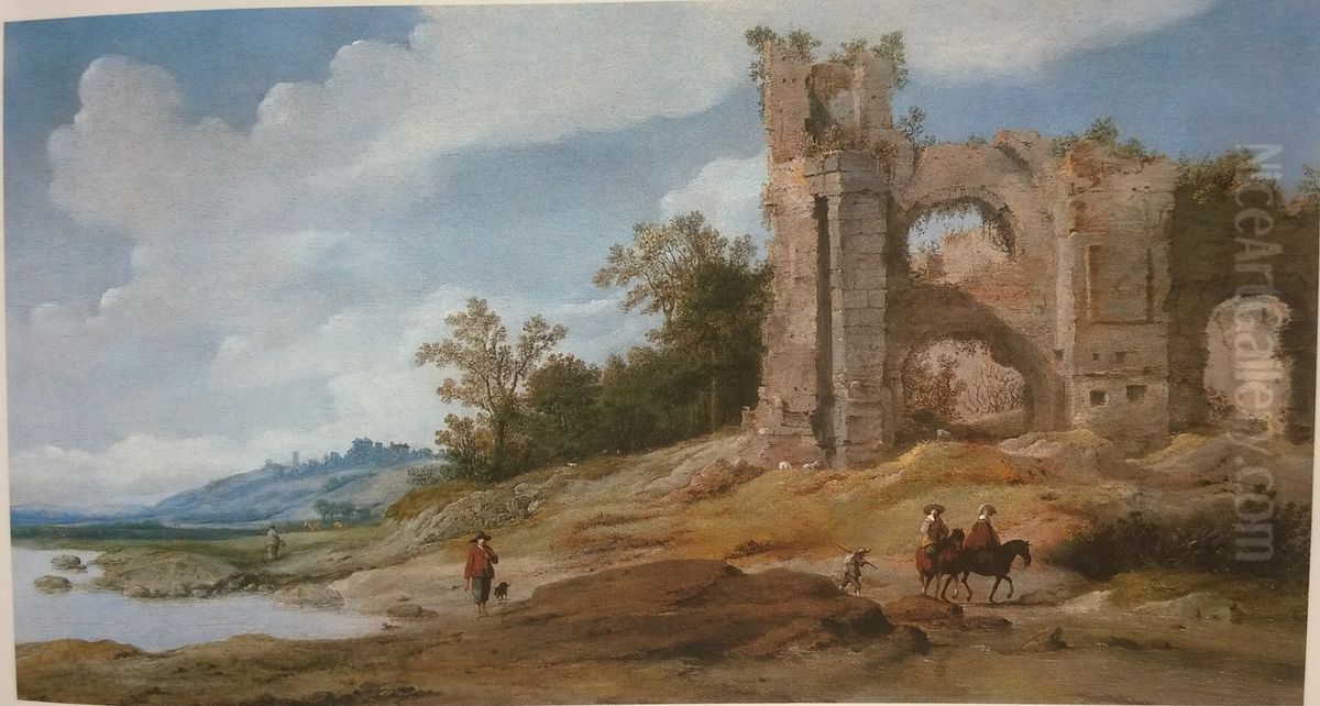 Italianate Landscape Oil Painting by Pieter Post